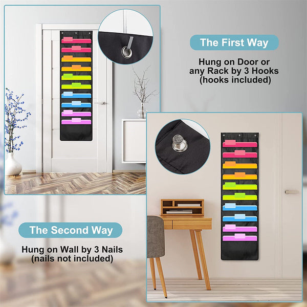 10 Pocket Folder Hanging Wall Mounted File Document Holder Organizer Storage Bag