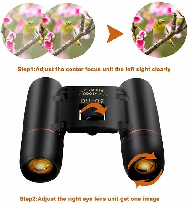 Day Night Vision Binoculars 30x60 Zoom Outdoor Travel Hunting Folding Telescope