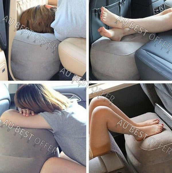 Travel Air Pillow Foot Rest Inflatable Cushion XL 3 Layers Car Leg Footrest AU - Lets Party