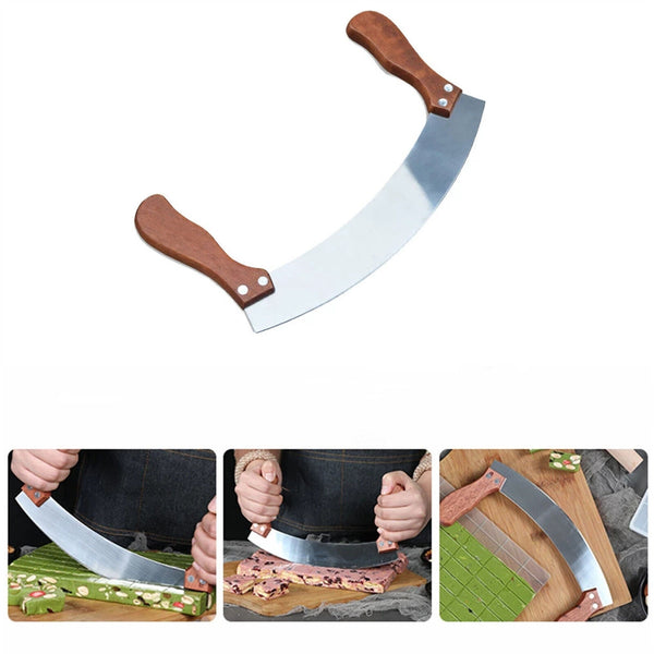 Kitchen Pizza Cutter Rocker Blade Slicer Herb Chopper Vegetable Baking Tool