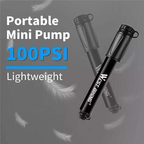Aluminium MINI BICYCLE AIR PUMP Bike Hand Ball Inflator Portable Cycling Tyre AU