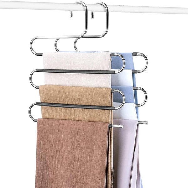 2/4pcs 5 Layer Clothes Hanger Pants Ties Space Saving Organizer Scarf Coat Rack