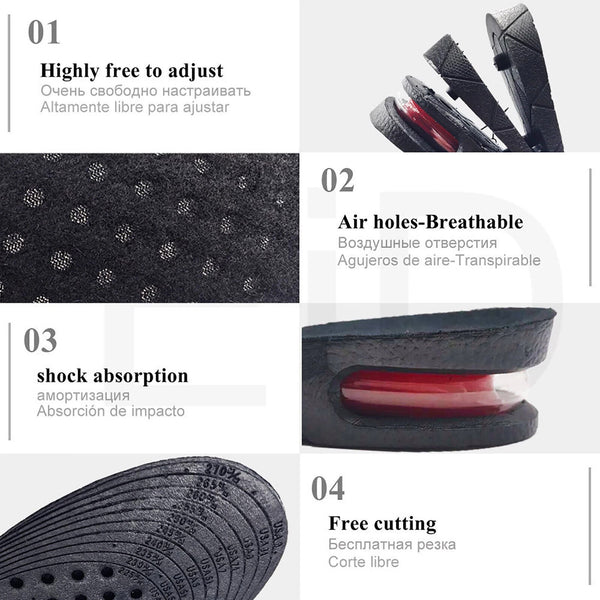 Air Cushion Height Increase Heel Gel Shoes Insoles Inserts Taller Lifts Pad AU