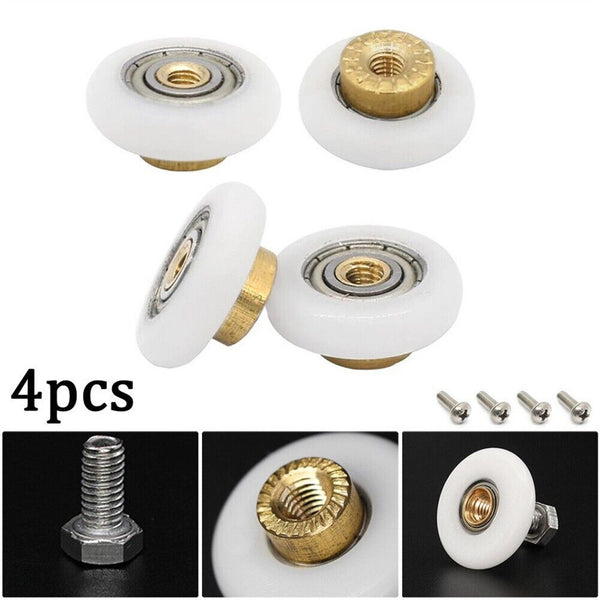 4pcs Shower Room Pulley Bathroom Sliding Glass Door Wheels Nylon-Copper Roller