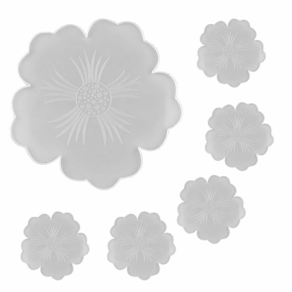 up 6x Silicone Flower Coaster Pad Mould Resin Casting Cup Mat Mold DIY Making AU