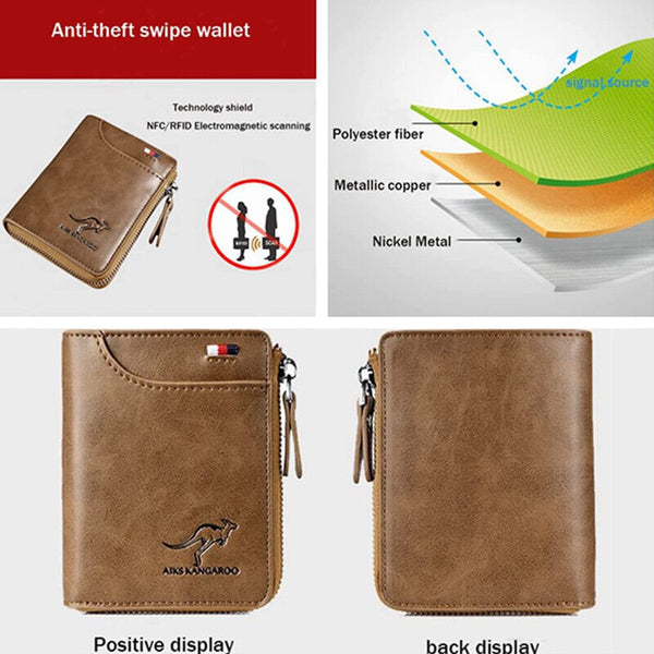Men's RFID Blocking Leather Short Wallet Credit ID Card Cash Holder Purse AU