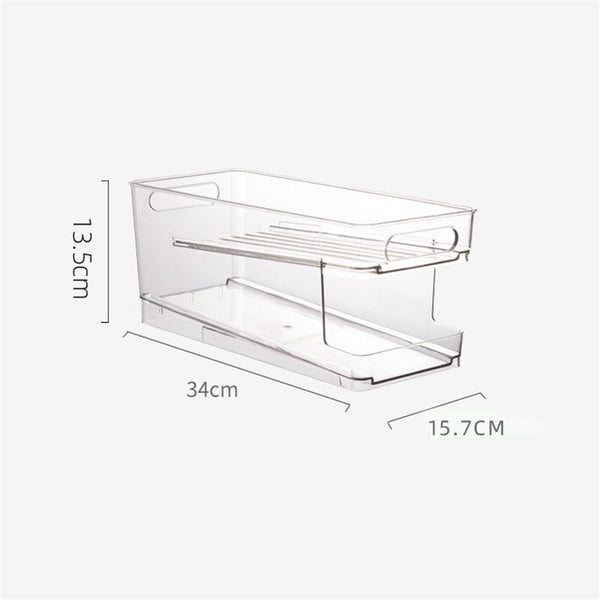 2 Tiers Stackable Beverage Holder Can Organizer Rack For Refrigerator Kitchen AU