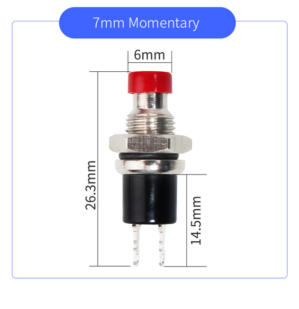 12 Mini Push Button Switch Micro Momentary ON/OFF SPST Normally Open N/O PBS-110