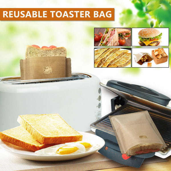 10-30x Non-Stick Reusable Toaster Bags Sandwich Pouch Bag Kitchen Bread Pockets