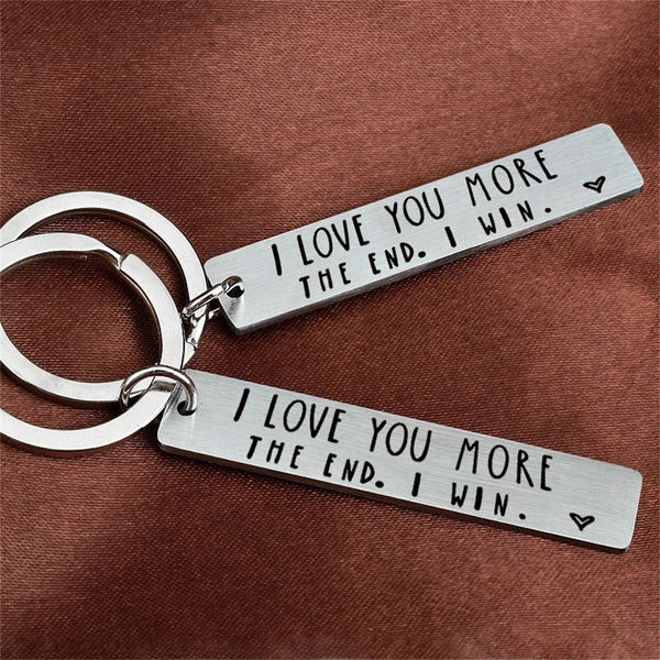 I Love You More The End I Win Stainless Steel Couple Keyring Keychain Gift Funny