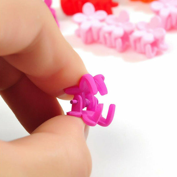 150Pcs Girls Mini Hair Clips Plastic Hair Claws Mix Colour Flower Hairpin Clamps