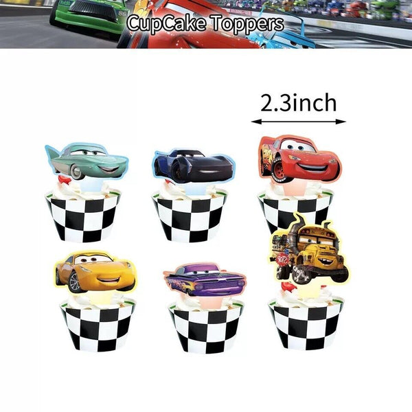 Cars Theme Party Supplies Set – Kids Birthday Banner, Balloons & Tableware Kit