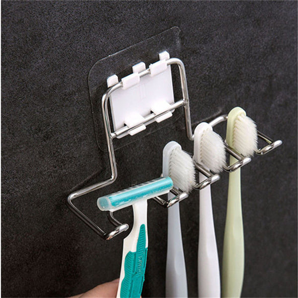 Tooth Brush Wall-Mounted Toothbrush Holder Organizer Bathroom Storage Rack