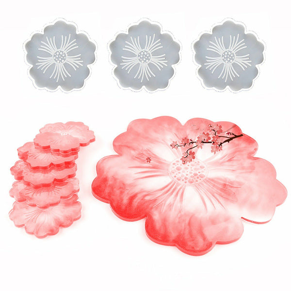 Silicone Flower Coaster Pad Coaster Resin Casting Mold Epoxy Mould Silicone DIY - Lets Party