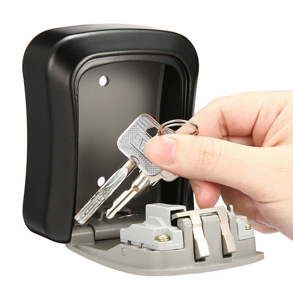 Safe Lock Key 4 Digit Combination Storage Box Padlock Security Wall Mounted Home