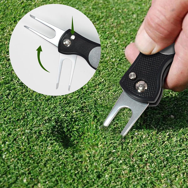 UP 10X Foldable Golf Ball Marker Repairer Pitch Magnetic Mark Divot Repair Tools