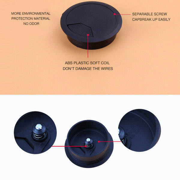 12PCS Computer Desk Table Grommet Cable Tidy Surface Port Wire Hole Cover 50MM