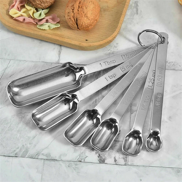 5/6pcs Stainless Steel Mini Measuring Seasoning Dry and Liquid Ingredients Spoon