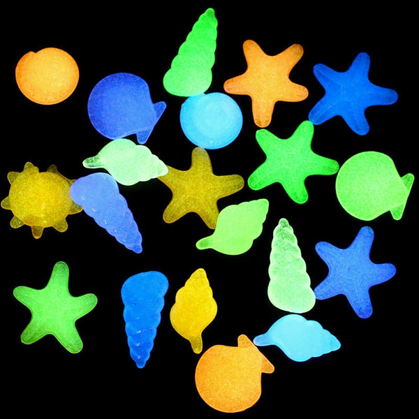 50Pcs Shell Pebbles Stone Glow in the Dark Rock Fish Tank Stones Garden Road AU