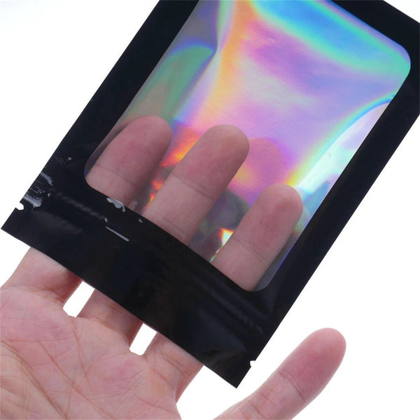 100PCS Mylar Pouch Lock Food Storage Foil Bags Smell Proof Bags Heat Seal Black