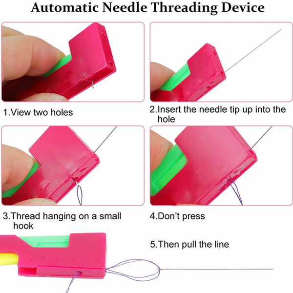 3 pcs Mini Fashion Automatic Needle Threader Sewing Threading Guide Device Tool