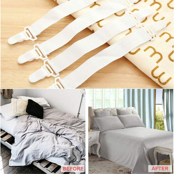 Elastic Bed Mattress Sheet Straps Clips Grippers Fastener Suspender Strip