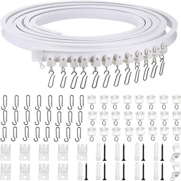 5M Curtain Rail Track Bay Window Bendable Mount Bracket Runners Straight U Shape