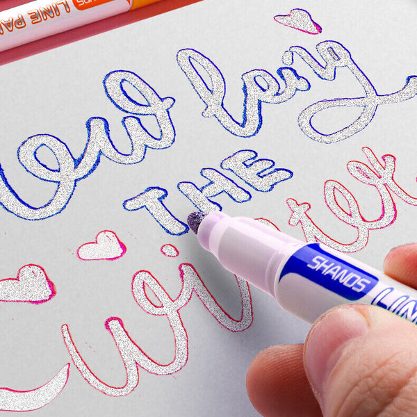 12 Color Drawing Double Line Outline Pen Highlighter Marker Pens Doodle Dazzle