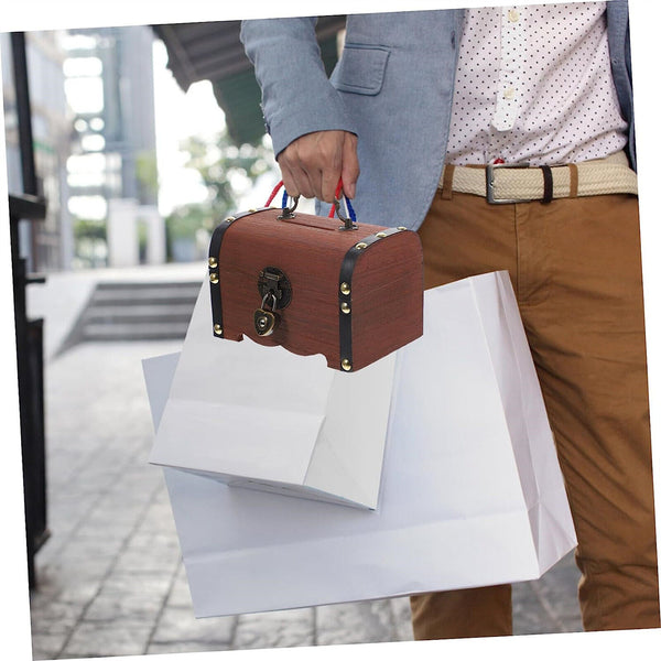 Wooden Treasure Chest Retro Money Storage Box Case Coin Piggy Bank Organizer AUS