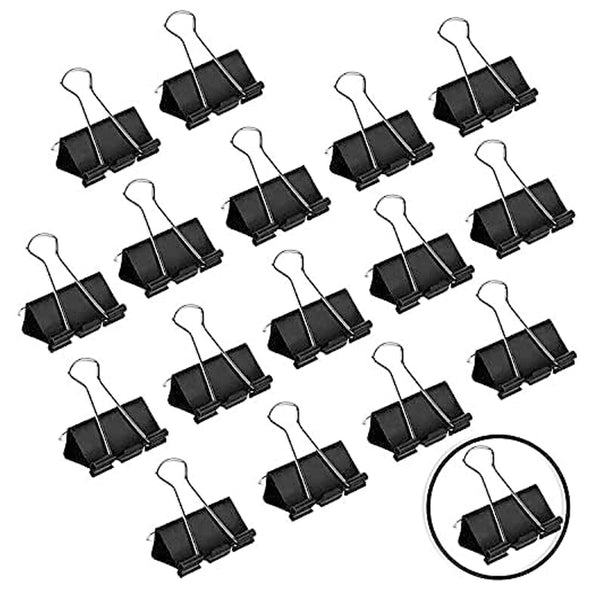 20PCS 5 Sizes Foldback Binder Clips Fold Back Clips Black Bulldog Clip Document
