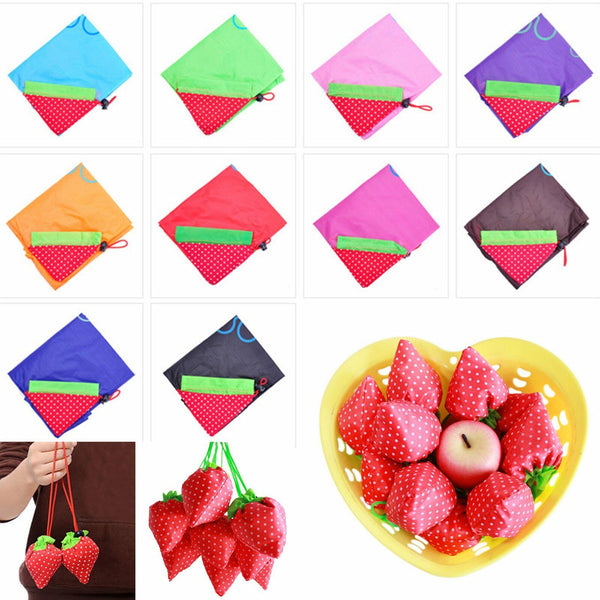 10x Reusable Foldable Shopping Bags Grocery Travel Carry Bag Storage Strawberry