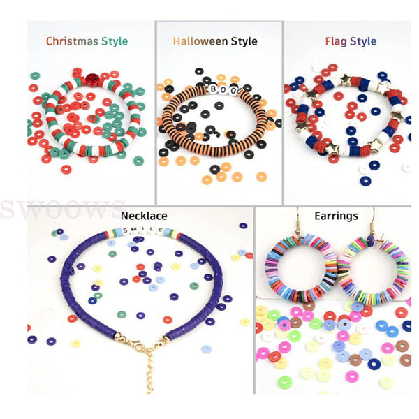 6000pcs Clay Heishi Beads Flat Beads Kit for Bracelets Necklace Earrings Anklets - Lets Party