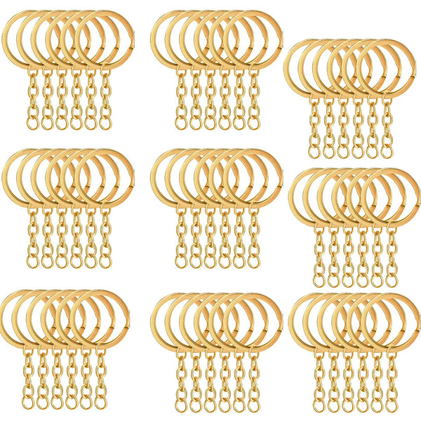 Bulk Split Metal Key Rings Keyring Blanks With Link Chains For DIY Craft