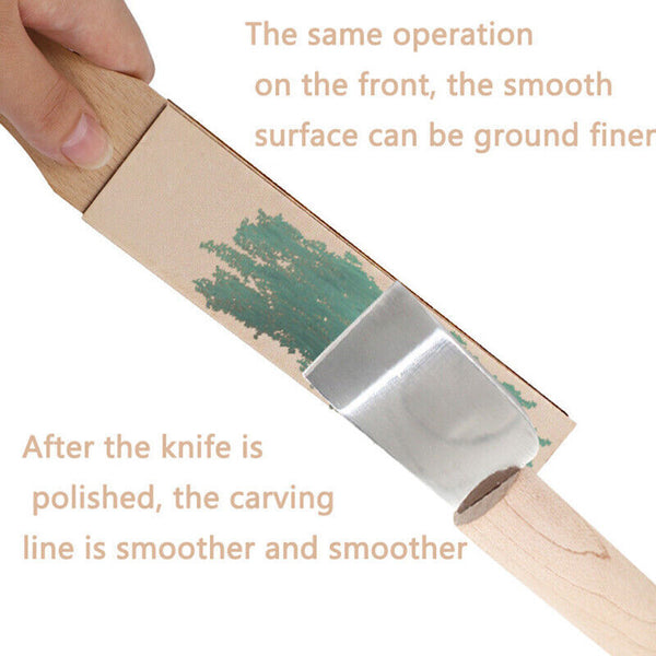 Dual Sided Leather Blade Strop Cutter Razor Sharpener Polishing Wooden Handle HG