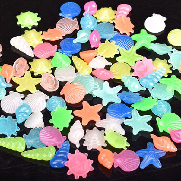 50Pcs Shell Pebbles Stone Glow in the Dark Rock Fish Tank Stones Garden Road AU