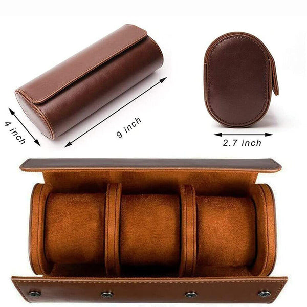 Travel Watch Storage Box Portable Vintage Leather Watch Roll Display Case Pouch