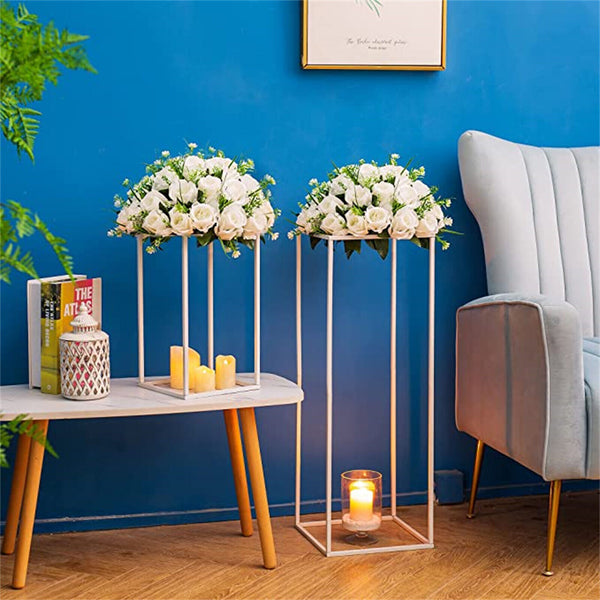 4PCSFlower Racks White Iron Plinth Wedding Decorations Geometric Box Party Stand