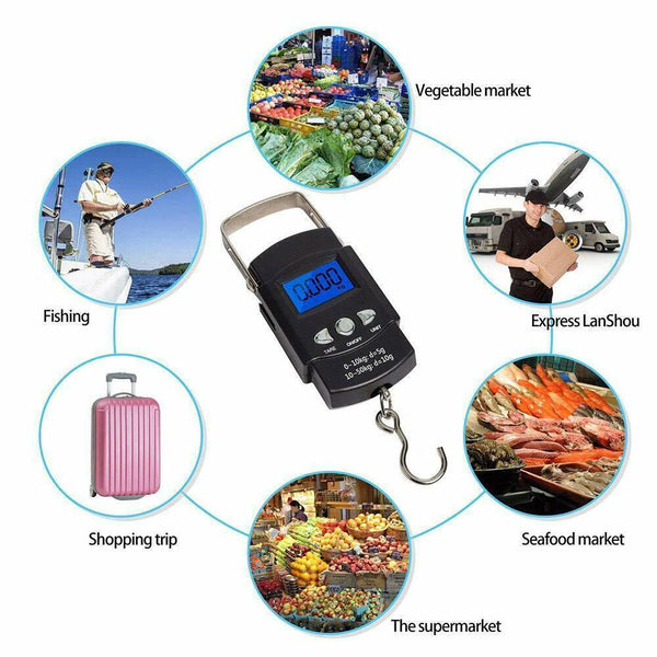 Portable LCD Digital Electronic Fishing Travel Luggage Hanging Weighing Scale AU