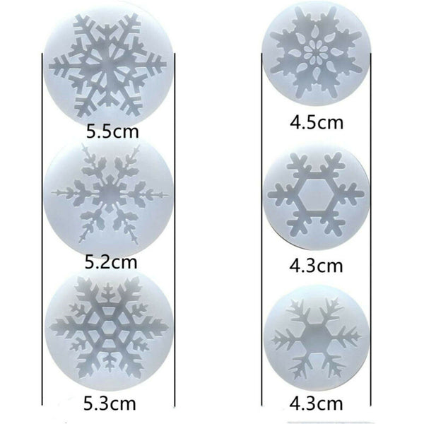 6PCS Christmas Silicone Snowflake Mould Resin Jewelry Making Mold DIY Craft Tool