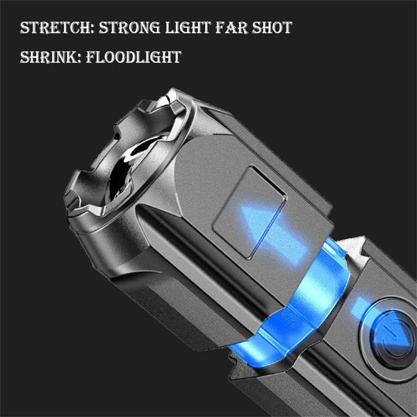 2PCS Zoomable USB Charging Flashlight Strong Flashlight Lamp Tactical Torches