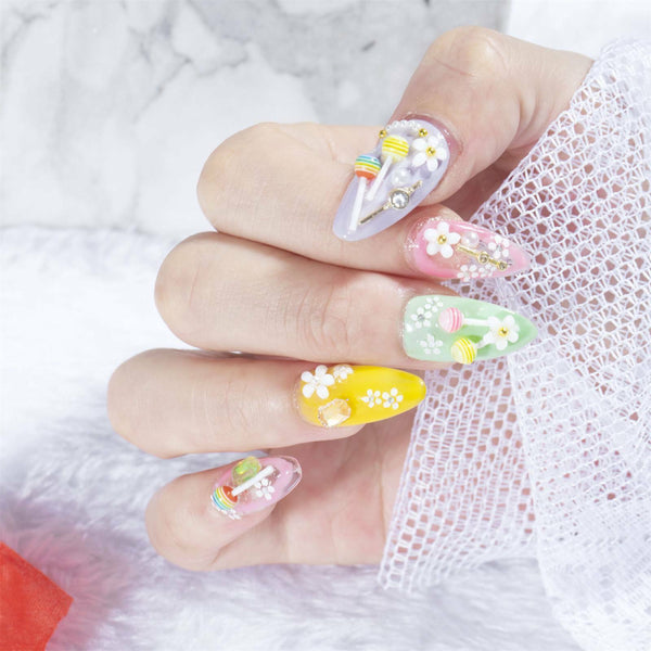 50x 3D Lollipop Shaped For Nail Coffin Tips Stickers Jewelry Decor Manicure AU