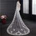 White Lvory  Women Bridal Wedding Cathedral Length Veil 1Layer Long Lace + Comb