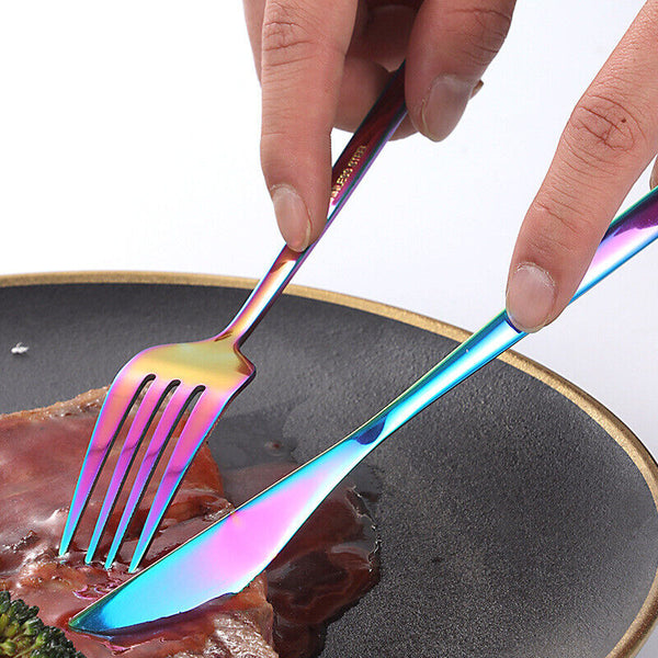 8pcs Portable Stainless Steel Tableware Dinnerware Travel Camping Cutlery Set AU