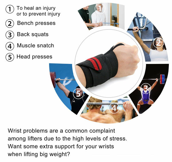 2x Weight Lifting Gym Muscle Training Wrist Support Straps Wraps Bodybuilding AU