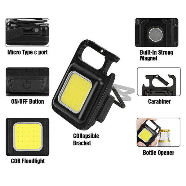Mini Led Flashlight Portable Work Light Pocket USB Keychains Rechargeable Brigh