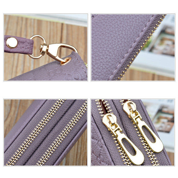 PU Leather Wallet Women Fashion Long Purse Card Phone Holder Case Clutch Handbag