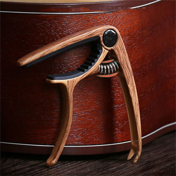Alloy Quick Change Grain Clamp Key Capo Wood For Acoustic Electric Guitar Bass A
