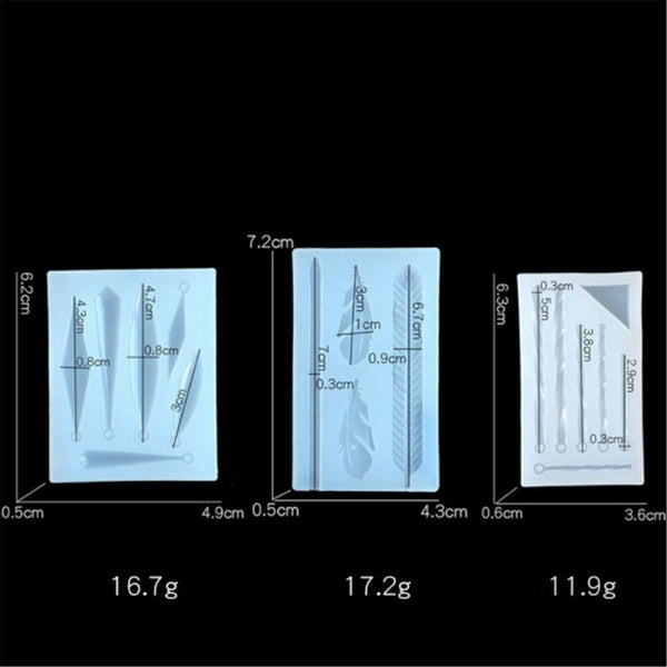 3x Silicone Earring Pendant Mold Jewelry Making Resin Epoxy Mould Casting Craft