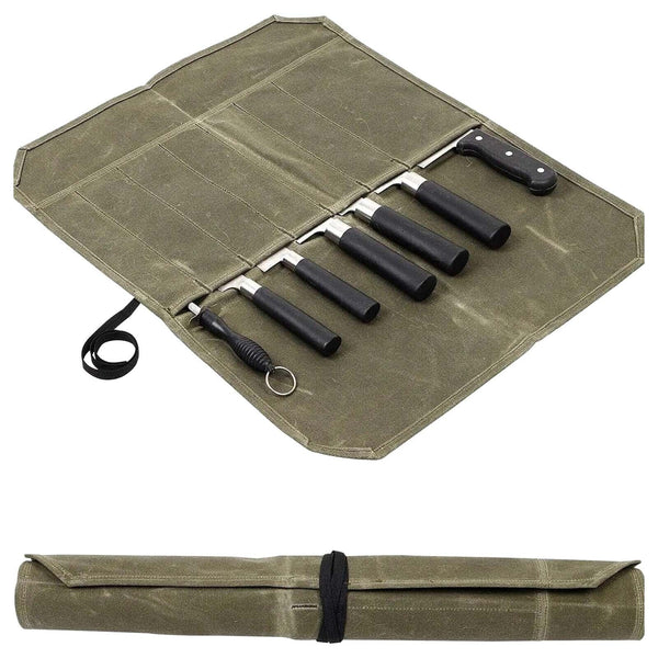 7 Slot Japanese Chef Knife Roll Bag Waxed Canvas Knife Storage Case Carry Bag AU