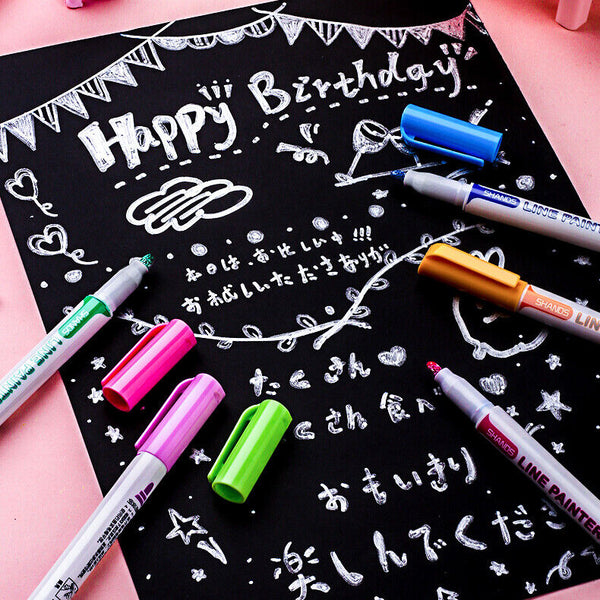 12 Color Drawing Double Line Outline Pen Highlighter Marker Pens Doodle Dazzle